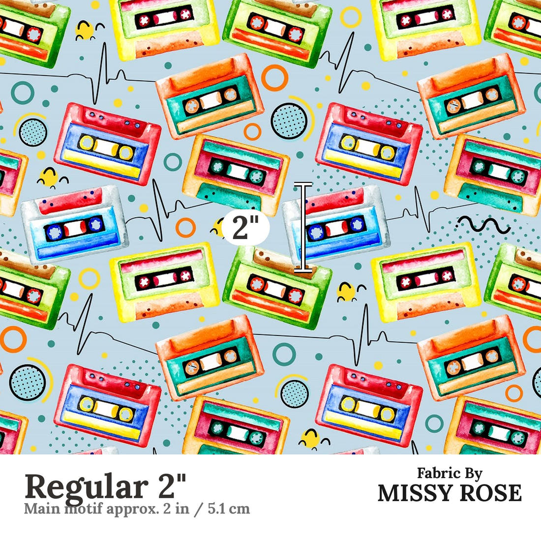 Design 1125 Tape Fabric Regular 2 inch print scale guide | Fabric by Missy Rose