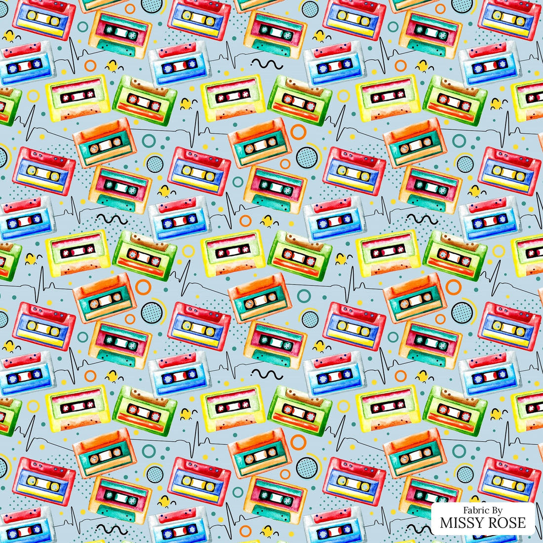 Design 1125 Tape Fabric – flat view of the print, zoom in for detail | Fabric by Missy Rose