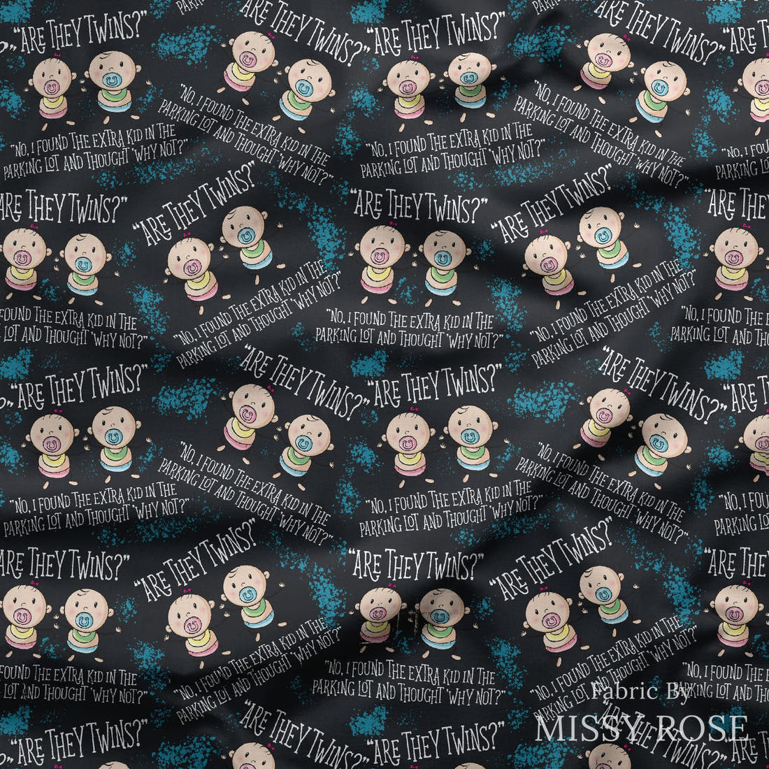 Design 1129 Twins Fabric draped fabric mockup – custom printed fabric by the metre | Fabric by Missy Rose