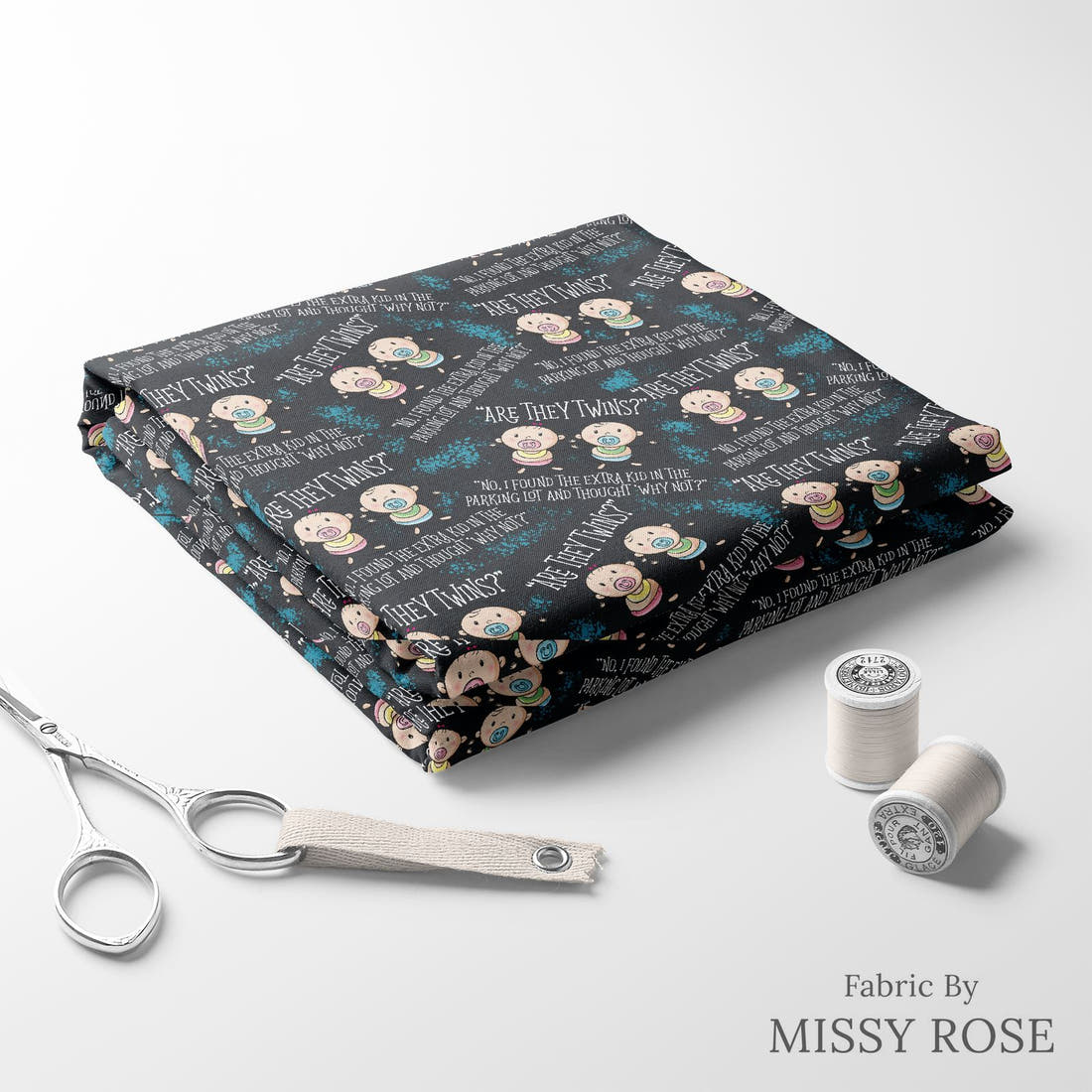 Design 1129 Twins Fabric folded fabric stack with matching thread – pre-order fabric Australia | Fabric by Missy Rose