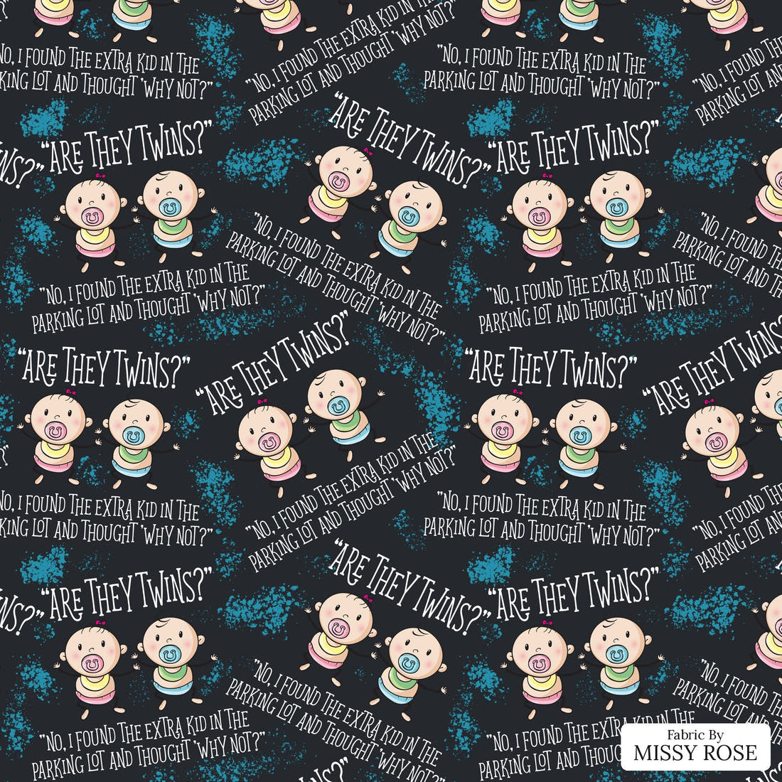 Design 1129 Twins Fabric – flat view of the print, zoom in for detail | Fabric by Missy Rose