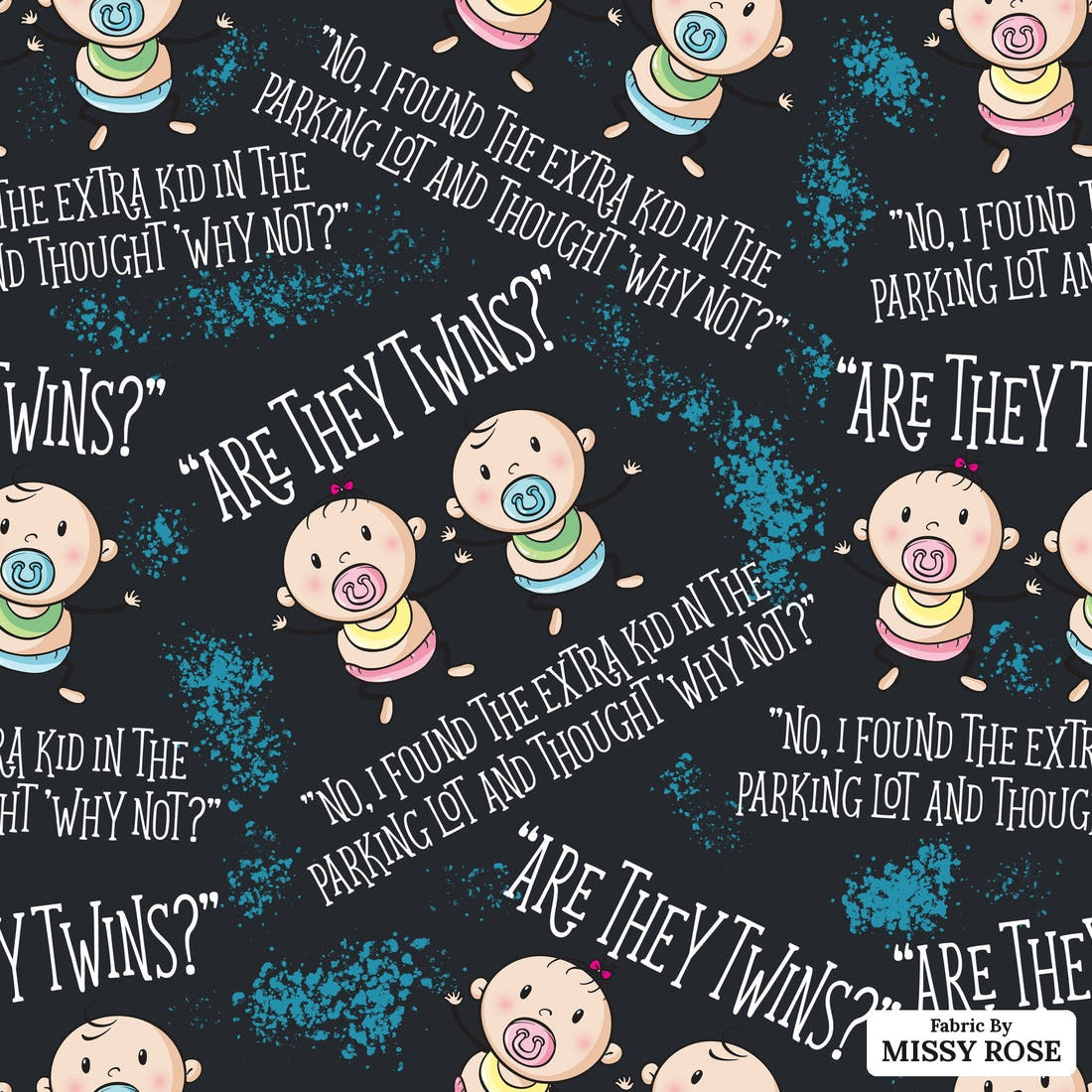 Design 1129 Twins Fabric – flat view of the print, zoom in for detail | Fabric by Missy Rose