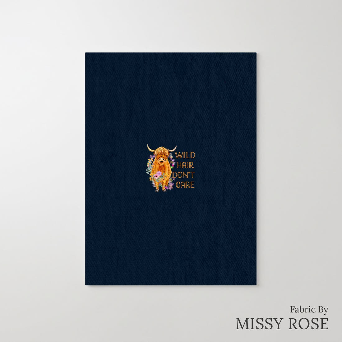 Design 113 Navy Highland Panel – printed fabric panel with centred picture, custom printed to order | Fabric by Missy Rose