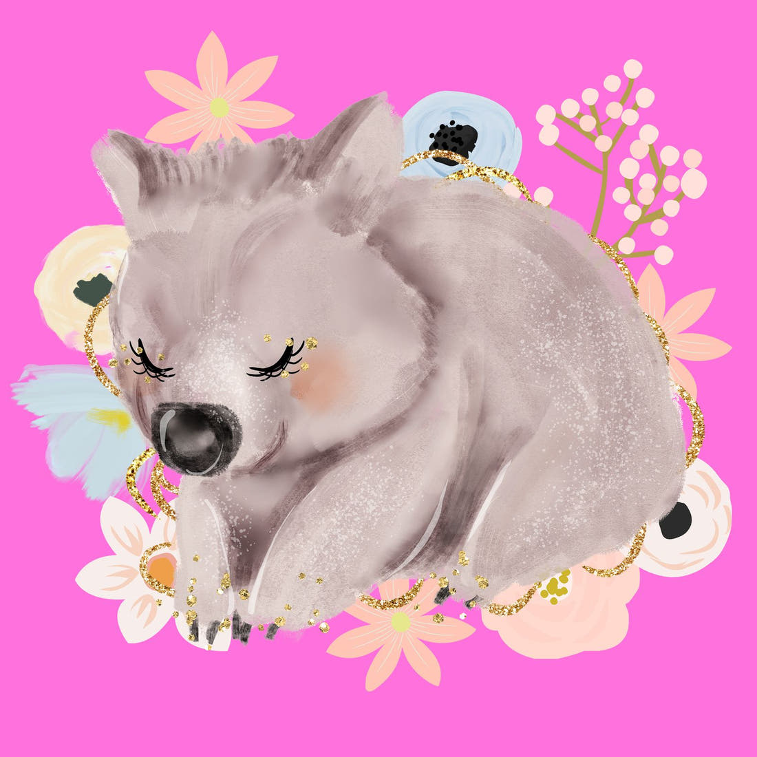 Design 1131 Wombat Panel – full artwork close-up of the printed picture | Fabric by Missy Rose