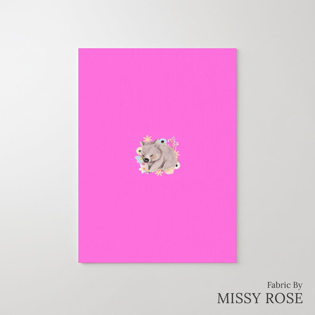 Design 1131 Wombat Panel – printed fabric panel with centred picture, custom printed to order | Fabric by Missy Rose