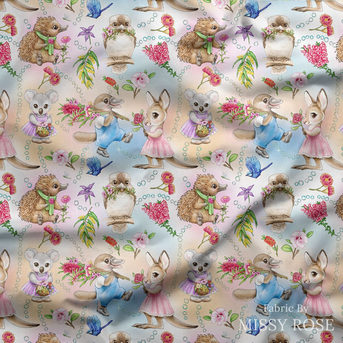 Design 1133 Billy Lids Fabric draped fabric mockup – custom printed fabric by the metre | Fabric by Missy Rose