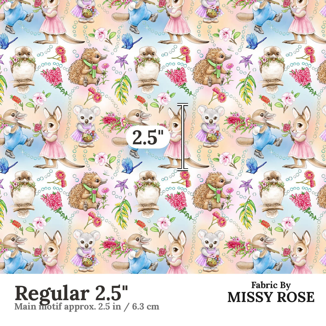 Design 1133 Billy Lids Fabric Regular 2.5 inch print scale guide | Fabric by Missy Rose