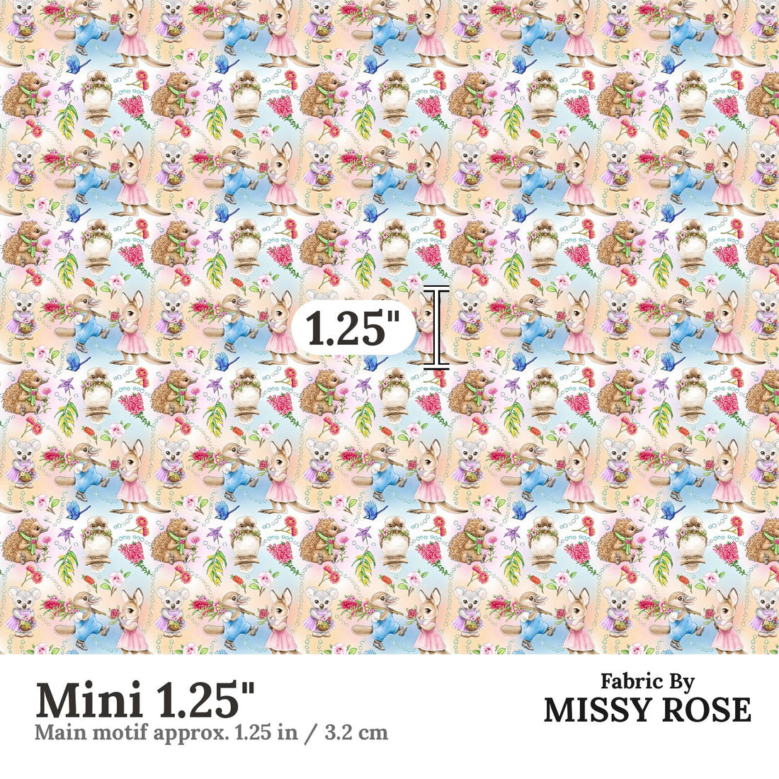 Design 1133 Billy Lids Fabric Mini 1.25 inch print scale guide | Fabric by Missy Rose