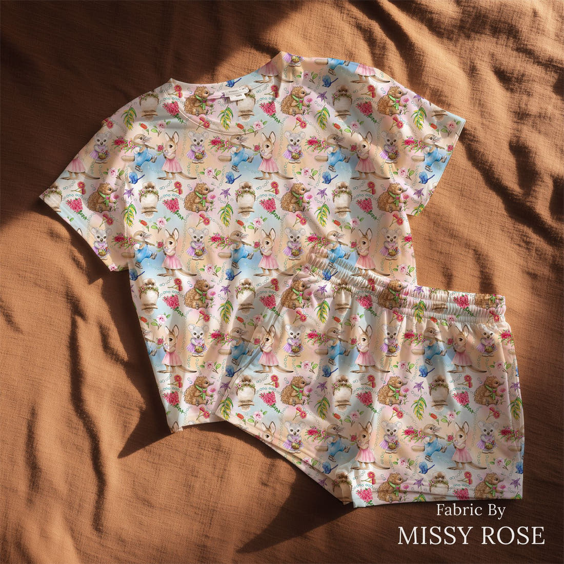 Design 1133 Billy Lids Fabric sewn into a lounge set – see how the print looks made up | Fabric by Missy Rose