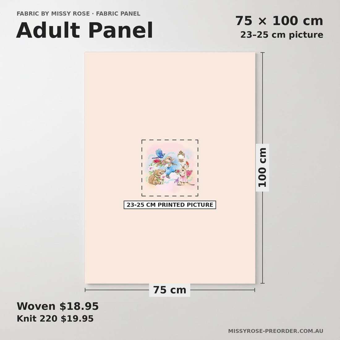 Design 1133 Billy Lids Panel adult panel sizing – 23–25 cm printed picture on 75 × 100 cm fabric | Fabric by Missy Rose