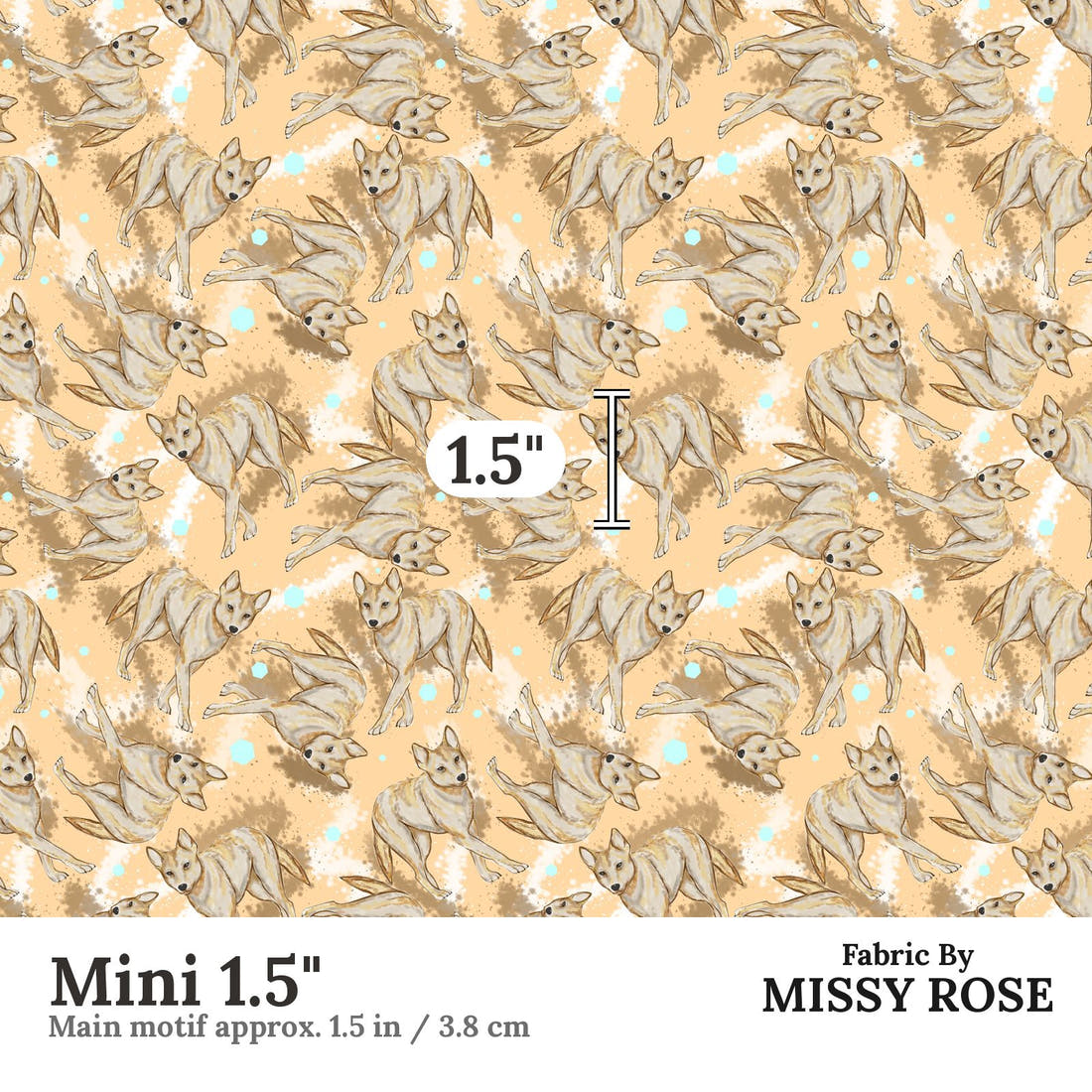 Design 1135 Dingo Fabric Mini 1.5 inch print scale guide | Fabric by Missy Rose