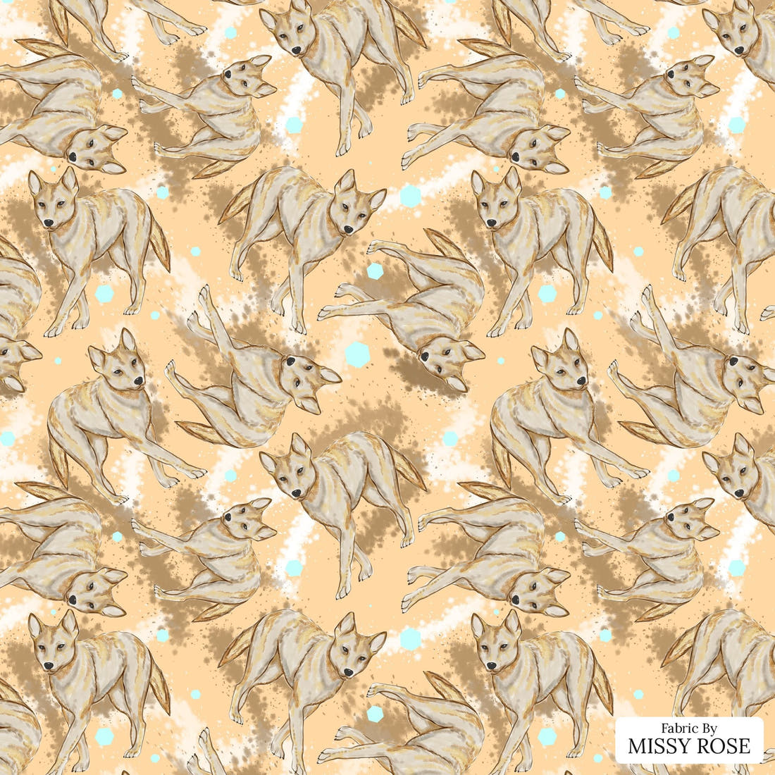 Design 1135 Dingo Fabric – flat view of the print, zoom in for detail | Fabric by Missy Rose