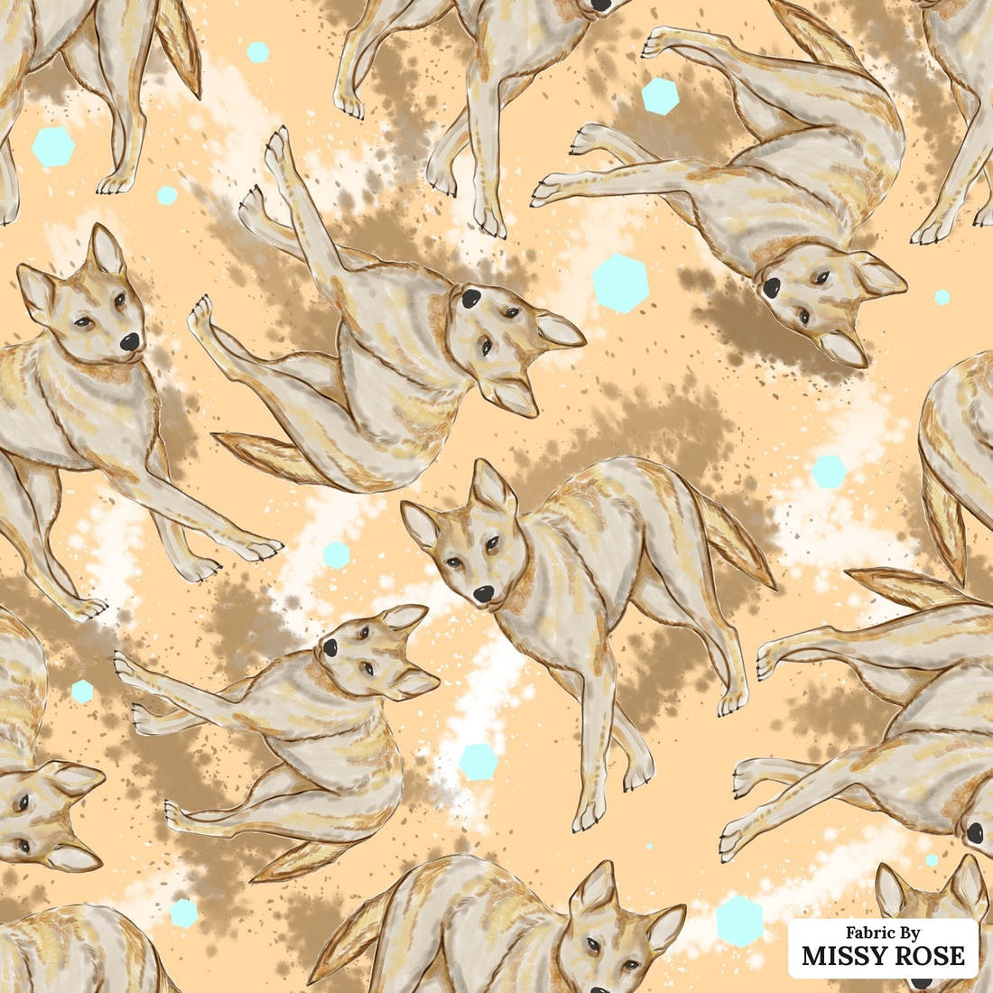 Design 1135 Dingo Fabric – flat view of the print, zoom in for detail | Fabric by Missy Rose