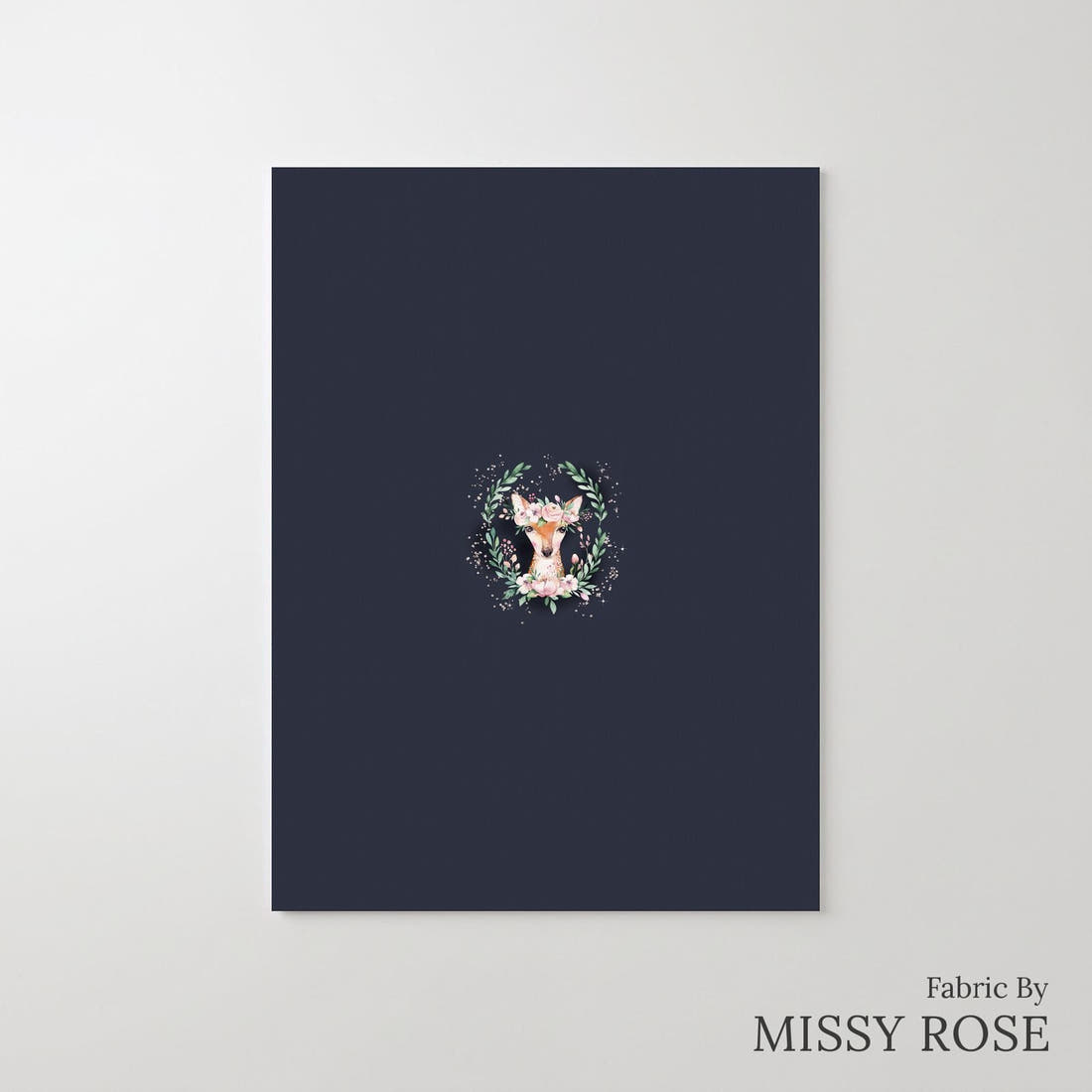 Design 1138 Navy Deer Panel – printed fabric panel with centred picture, custom printed to order | Fabric by Missy Rose