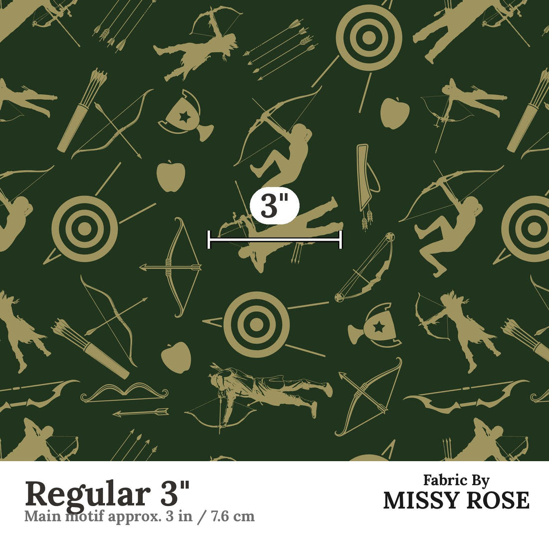 Design 114 Archery Fabric Regular 3" - print scale | Fabric by Missy Rose