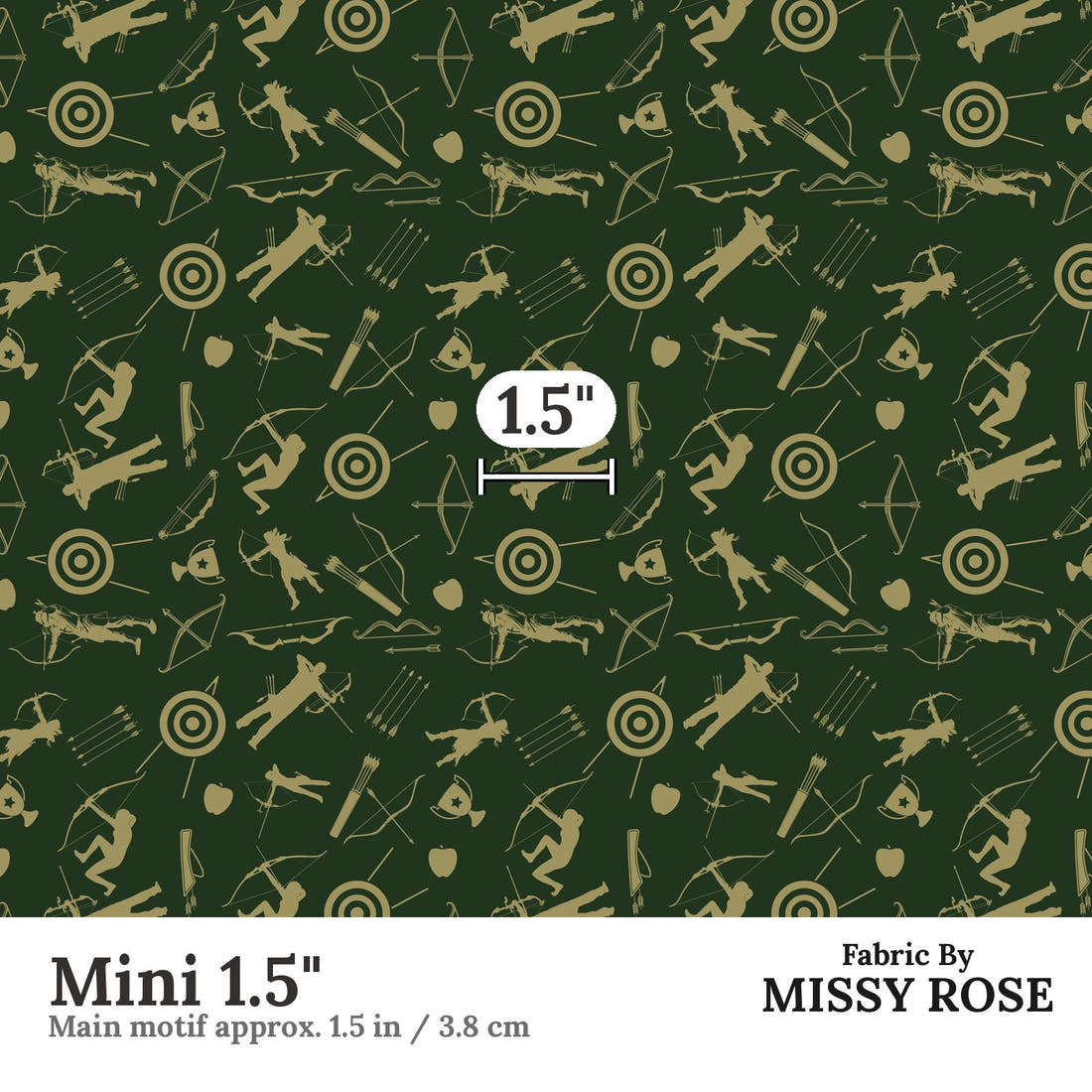 Design 114 Archery Fabric Mini 1.5" - print scale | Fabric by Missy Rose