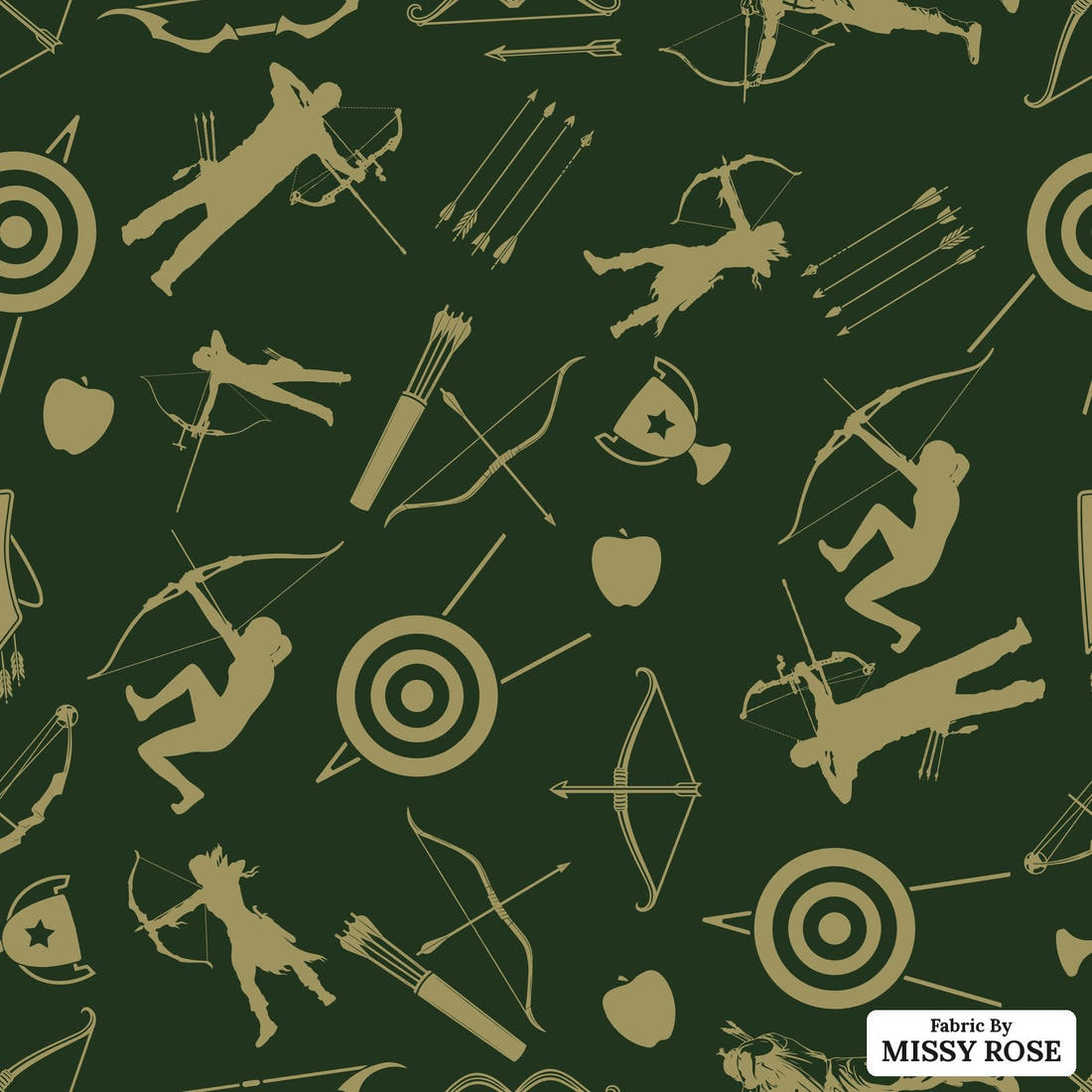 Design 114 Archery Fabric - flat view of the print, zoom in for detail | Fabric by Missy Rose