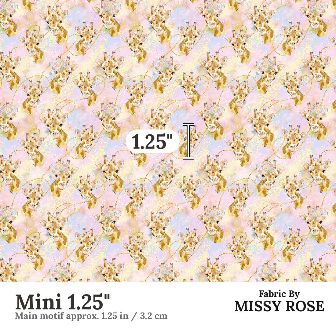 Design 1142 Giraffe Fabric Mini 1.25 inch print scale guide | Fabric by Missy Rose