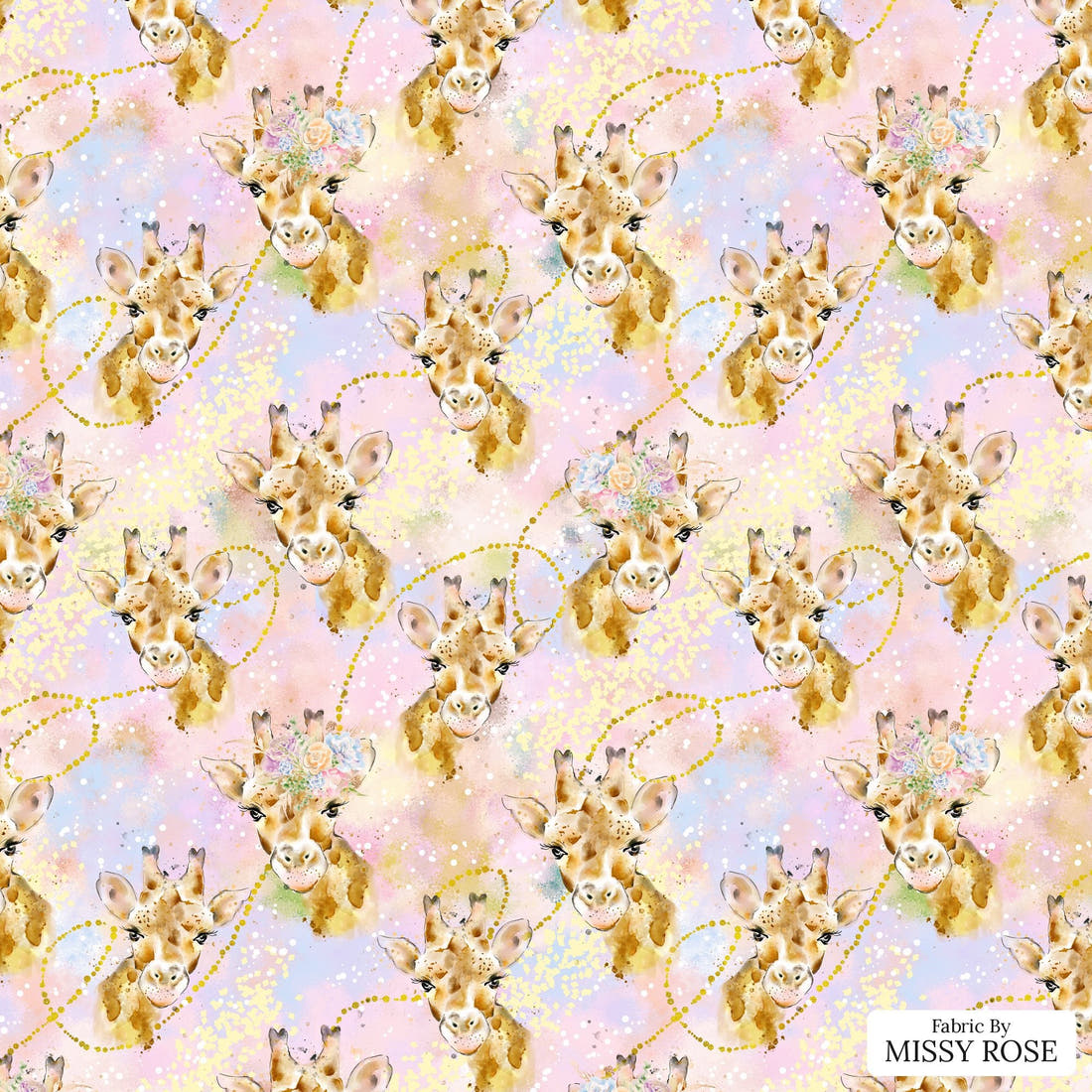 Design 1142 Giraffe Fabric – flat view of the print, zoom in for detail | Fabric by Missy Rose