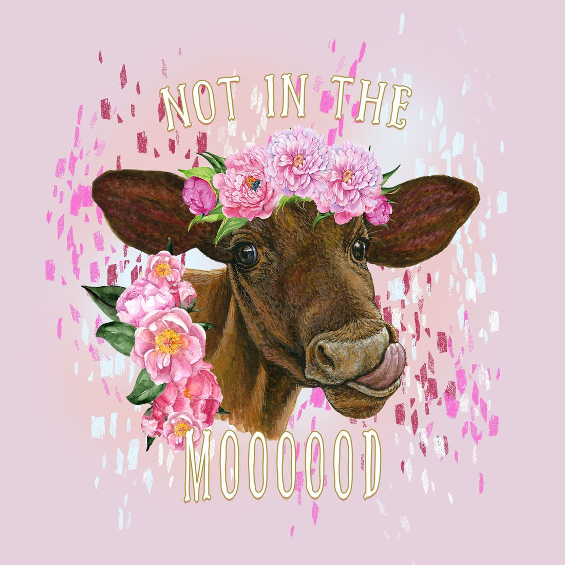 Design 1144 Pink Cow Panel – full artwork close-up of the printed picture | Fabric by Missy Rose