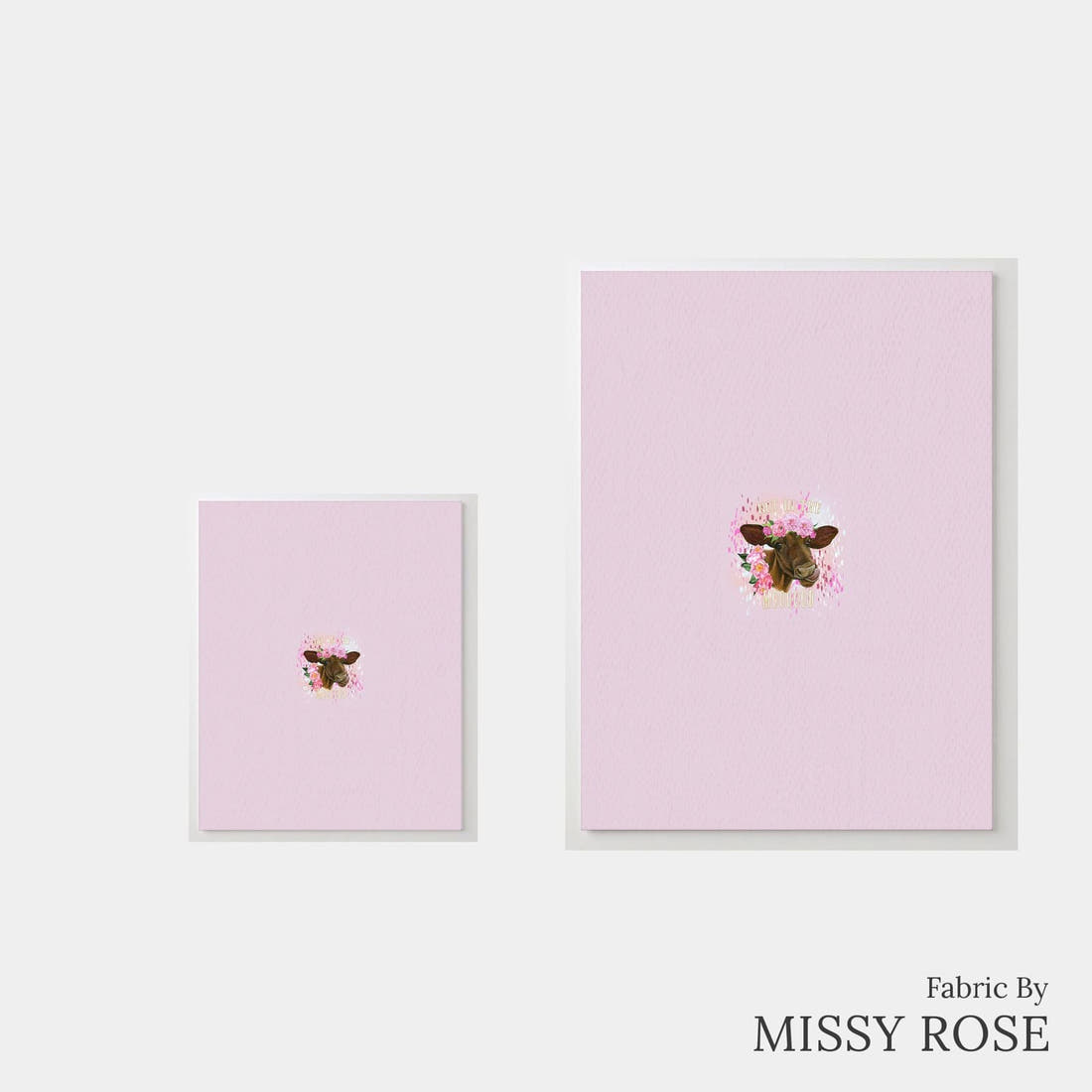 Design 1144 Pink Cow Panel – universal and adult panel sizes side by side | Fabric by Missy Rose