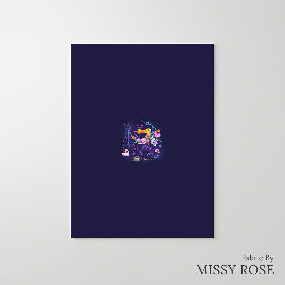 Design 1145 Navy Sewing Panel – printed fabric panel with centred picture, custom printed to order | Fabric by Missy Rose