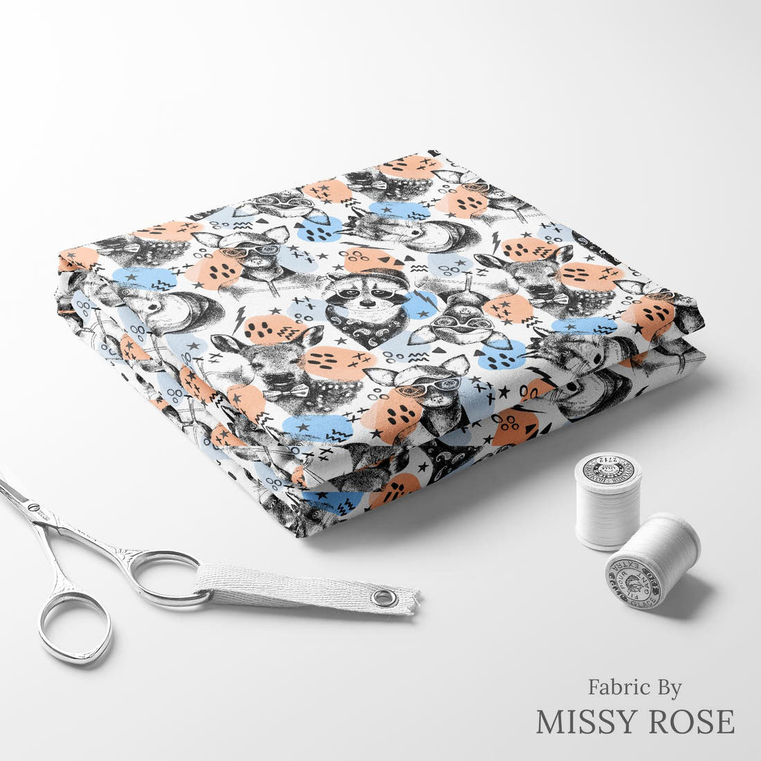Design 1146  Animals Fabric folded fabric stack with matching thread – pre-order fabric Australia | Fabric by Missy Rose