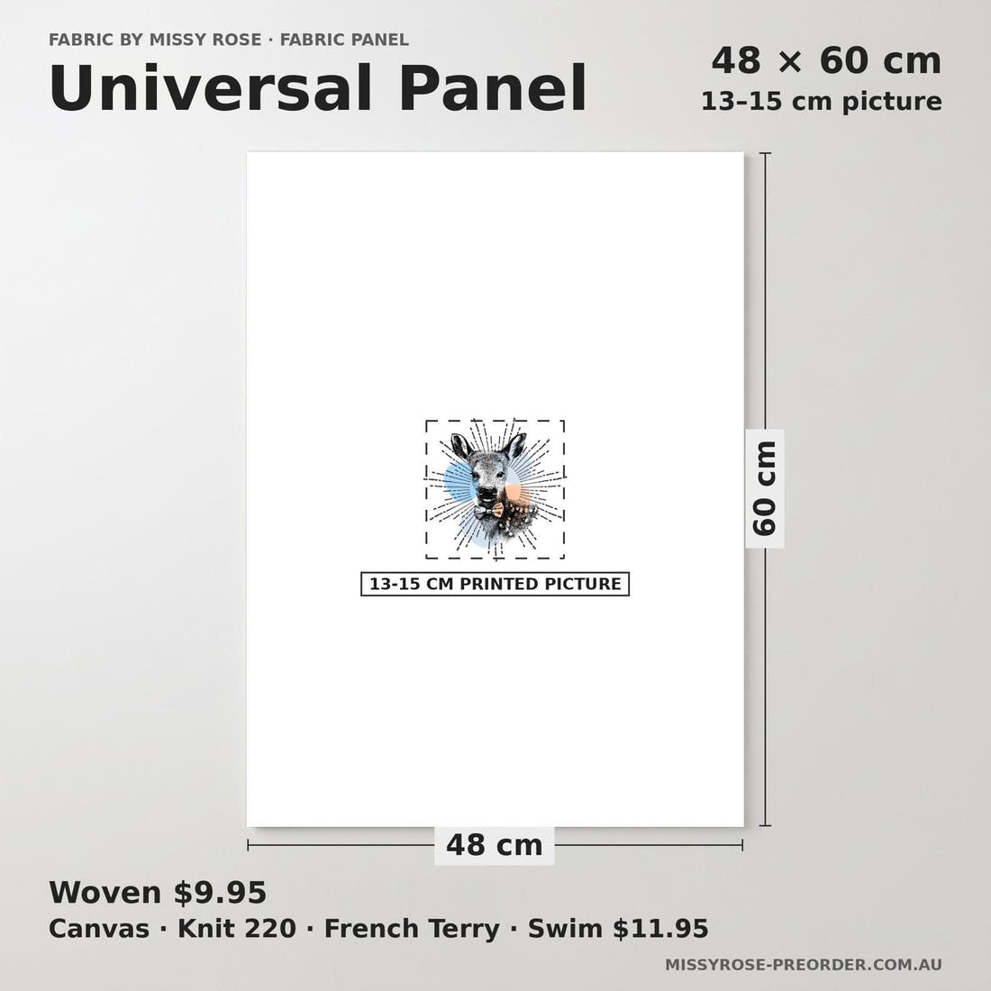 Design 1146 Animals Panel universal panel sizing – 13–15 cm printed picture on 48 × 60 cm fabric | Fabric by Missy Rose