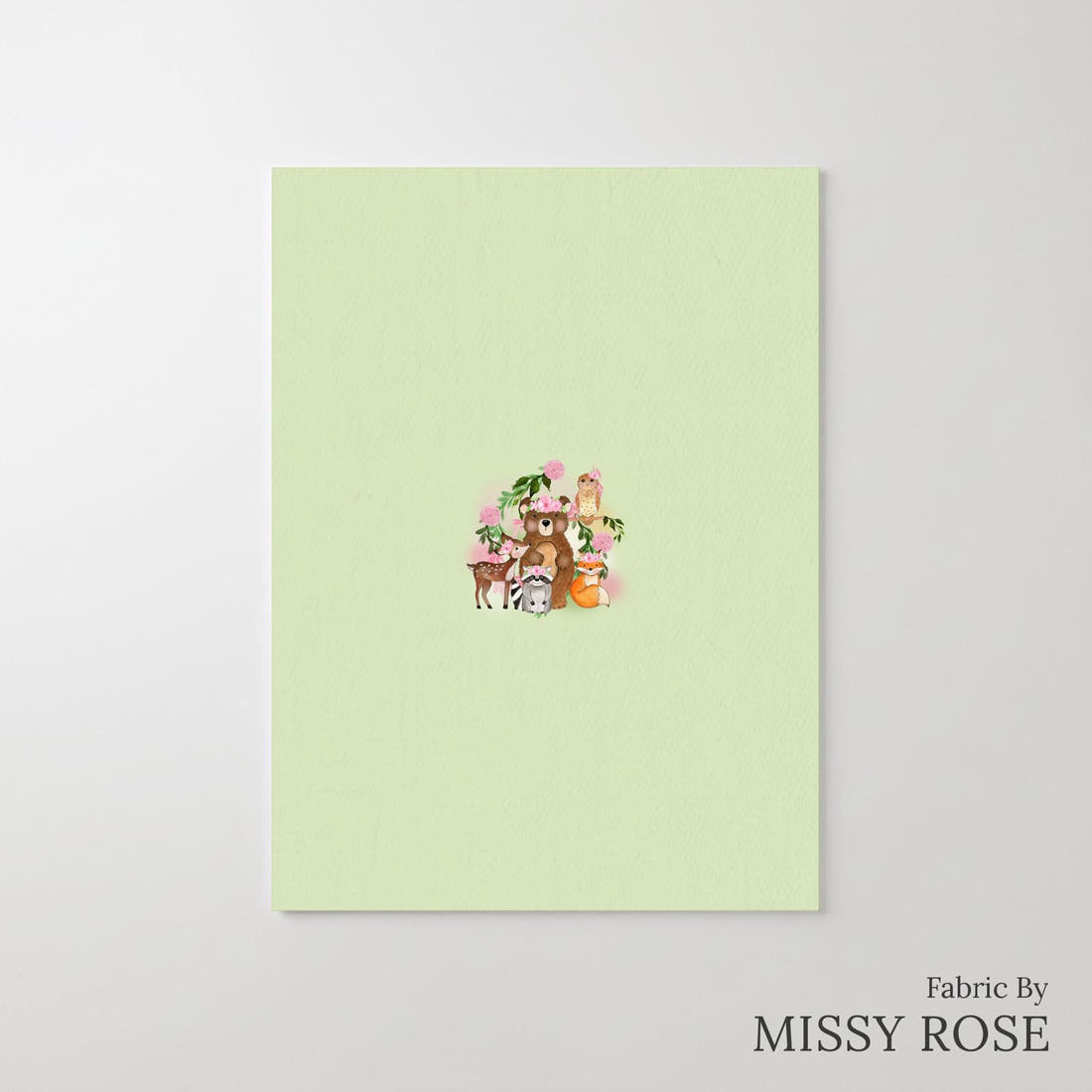 Design 1147 Green Woodlands Panel – printed fabric panel with centred picture, custom printed to order | Fabric by Missy Rose