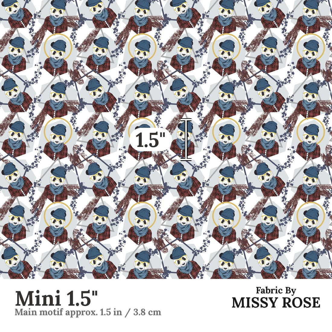 Design 1148 Geometric Panda Fabric Mini 1.5 inch print scale guide | Fabric by Missy Rose