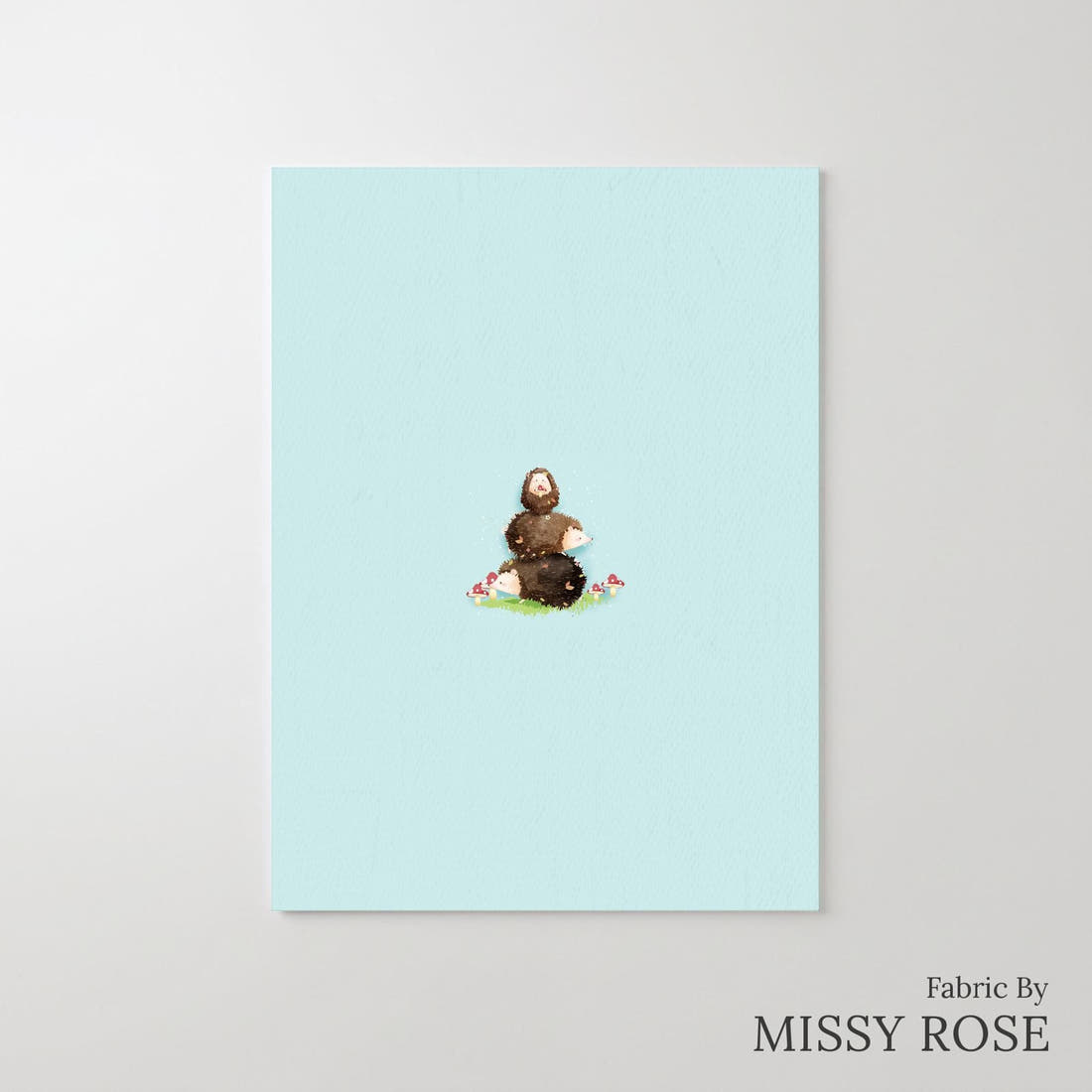 Design 1151 Blue Hedgehog Panel – printed fabric panel with centred picture, custom printed to order | Fabric by Missy Rose