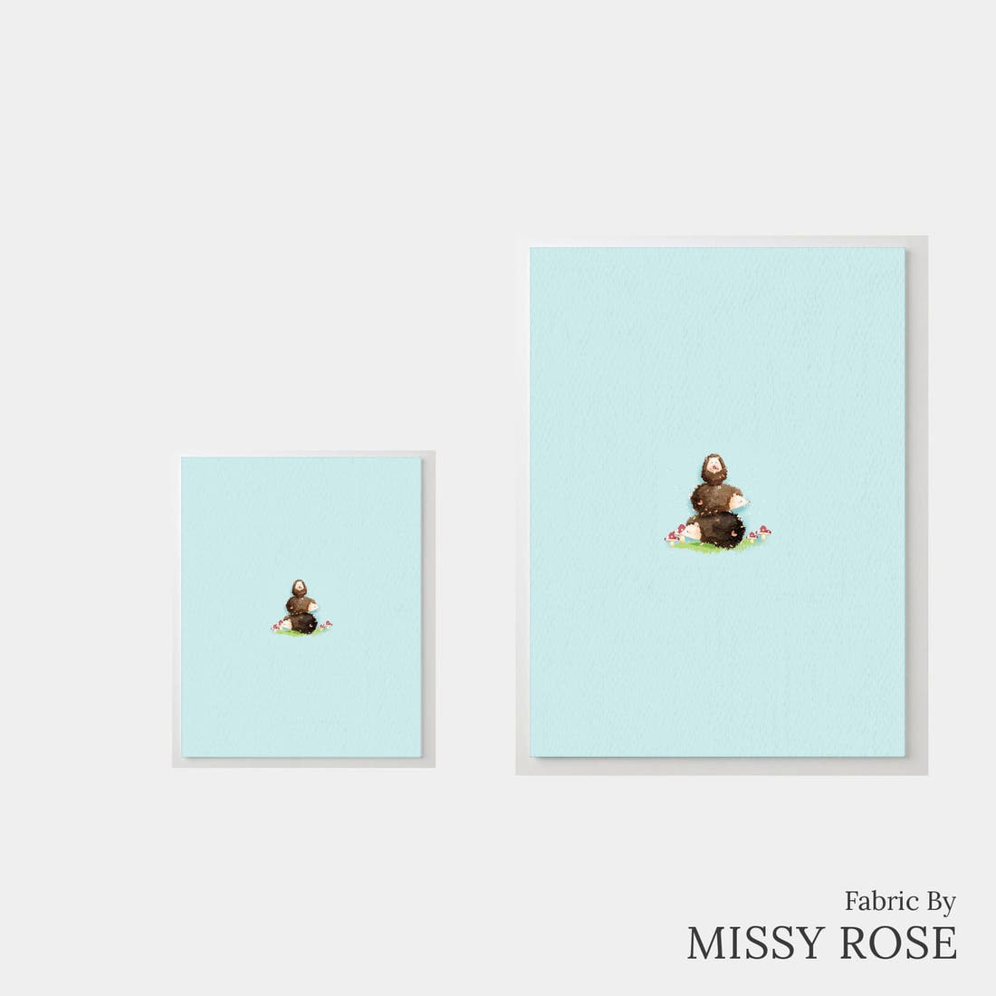 Design 1151 Blue Hedgehog Panel – universal and adult panel sizes side by side | Fabric by Missy Rose