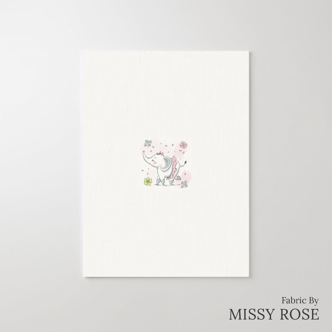 Design 1152 Ballerina Elephant Panel – printed fabric panel with centred picture, custom printed to order | Fabric by Missy Rose