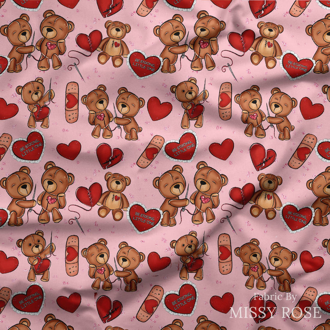 Design 1153 Heart Warrior Fabric draped fabric mockup – custom printed fabric by the metre | Fabric by Missy Rose