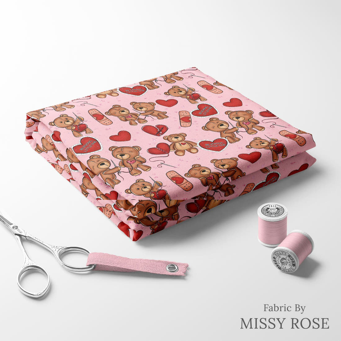 Design 1153 Heart Warrior Fabric folded fabric stack with matching thread – pre-order fabric Australia | Fabric by Missy Rose