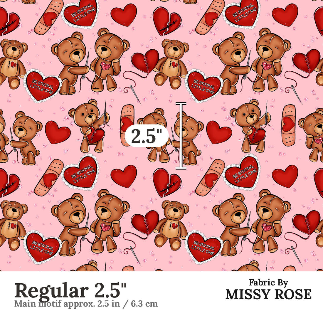 Design 1153 Heart Warrior Fabric Regular 2.5 inch print scale guide | Fabric by Missy Rose