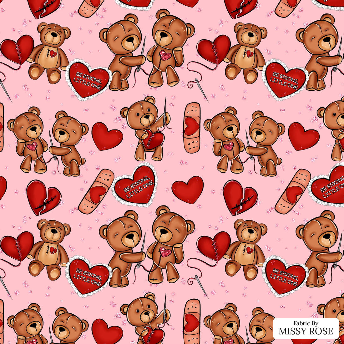 Design 1153 Heart Warrior Fabric – flat view of the print, zoom in for detail | Fabric by Missy Rose
