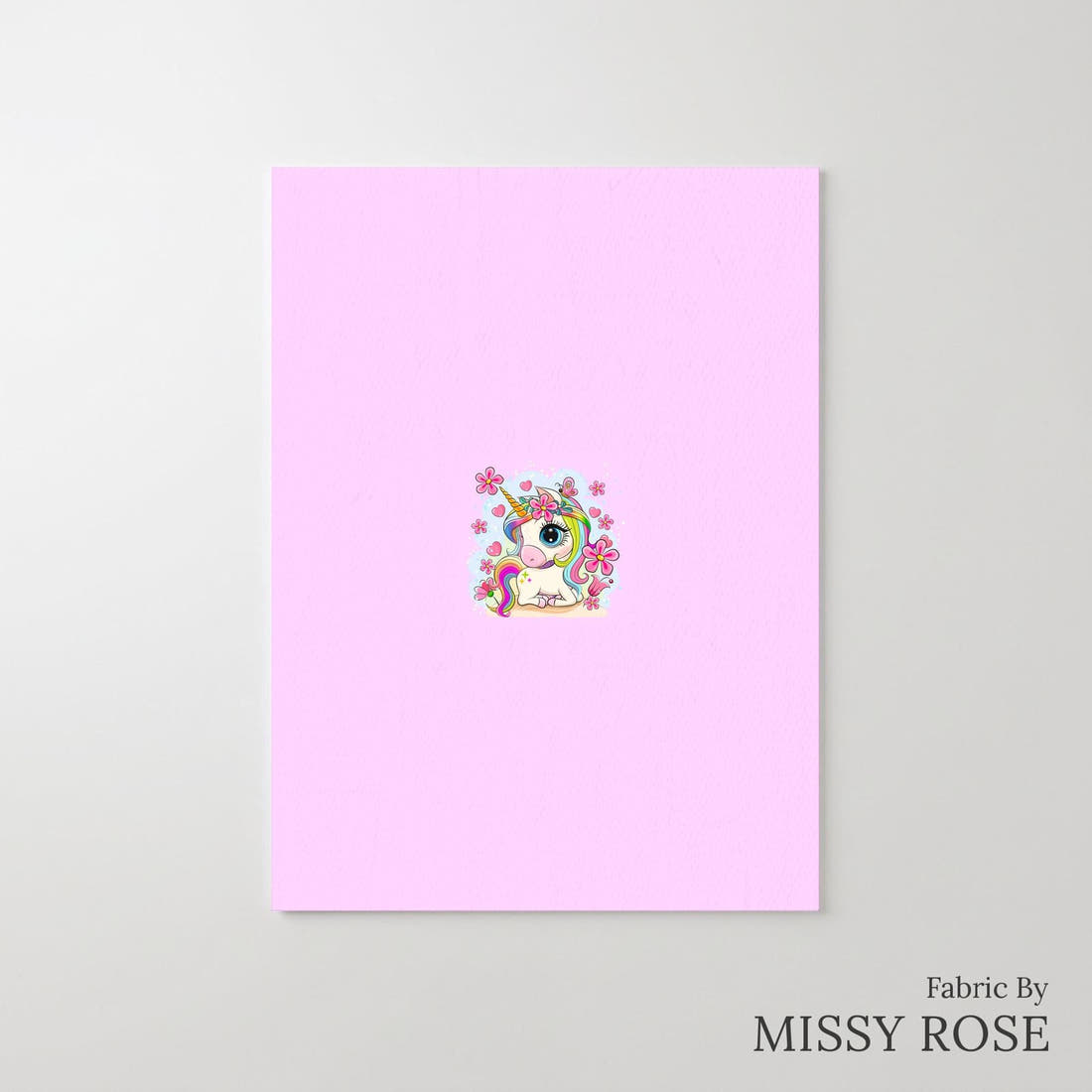 Design 1155 Pink Unicorn Panel – printed fabric panel with centred picture, custom printed to order | Fabric by Missy Rose