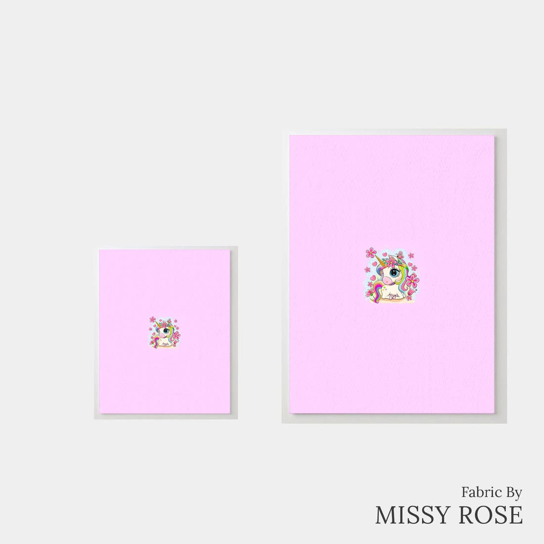 Design 1155 Pink Unicorn Panel – universal and adult panel sizes side by side | Fabric by Missy Rose