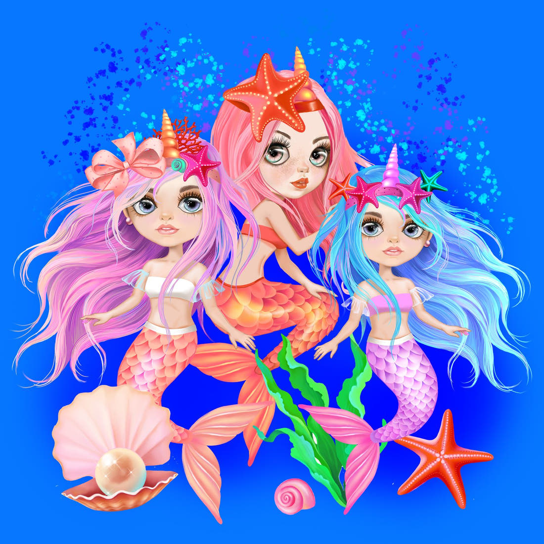 Design 1156 Mermaid Panel – full artwork close-up of the printed picture | Fabric by Missy Rose