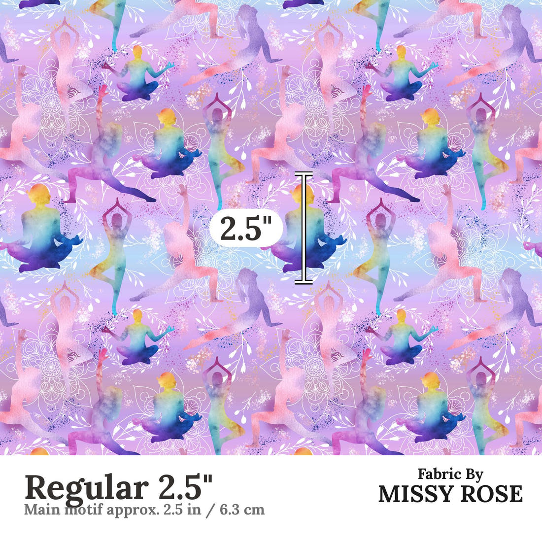 Design 1158 Yoga Fabric Regular 2.5 inch print scale guide | Fabric by Missy Rose