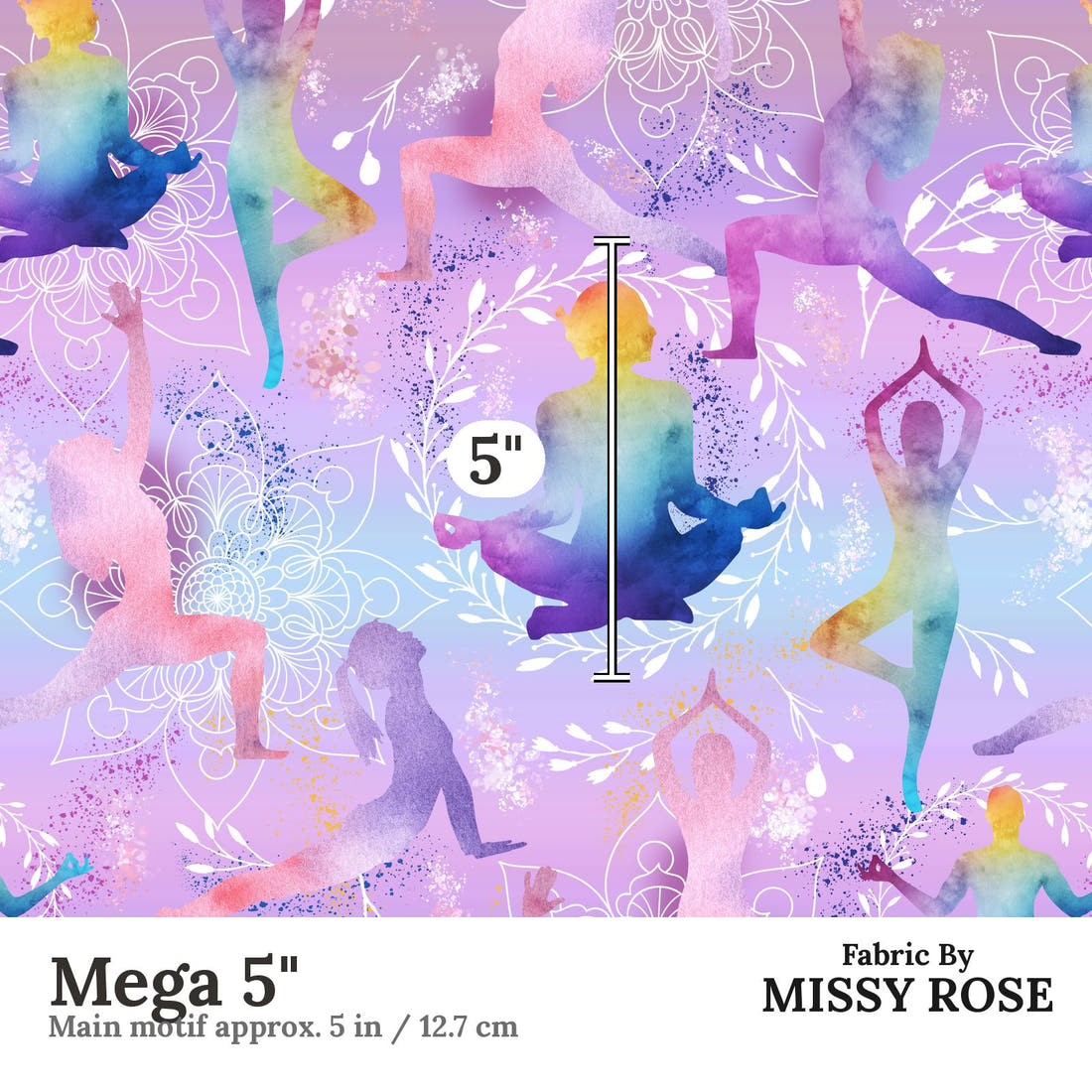 Design 1158 Yoga Fabric Mega 5 inch print scale guide | Fabric by Missy Rose