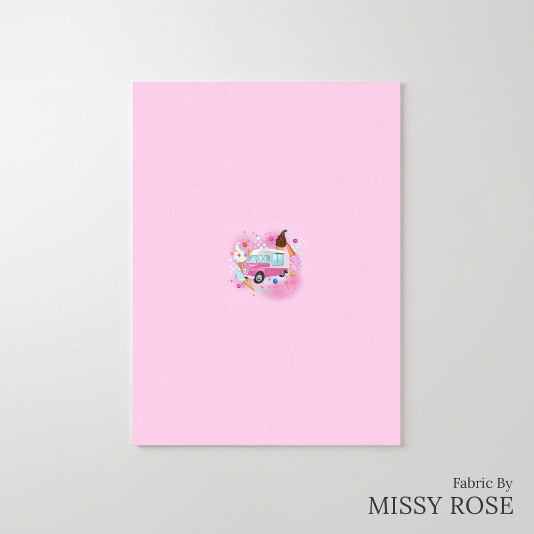 Design 1160 Pink Ice Cream Panel – printed fabric panel with centred picture, custom printed to order | Fabric by Missy Rose