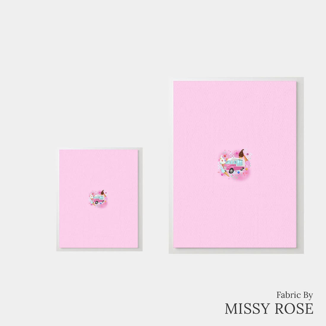 Design 1160 Pink Ice Cream Panel – universal and adult panel sizes side by side | Fabric by Missy Rose