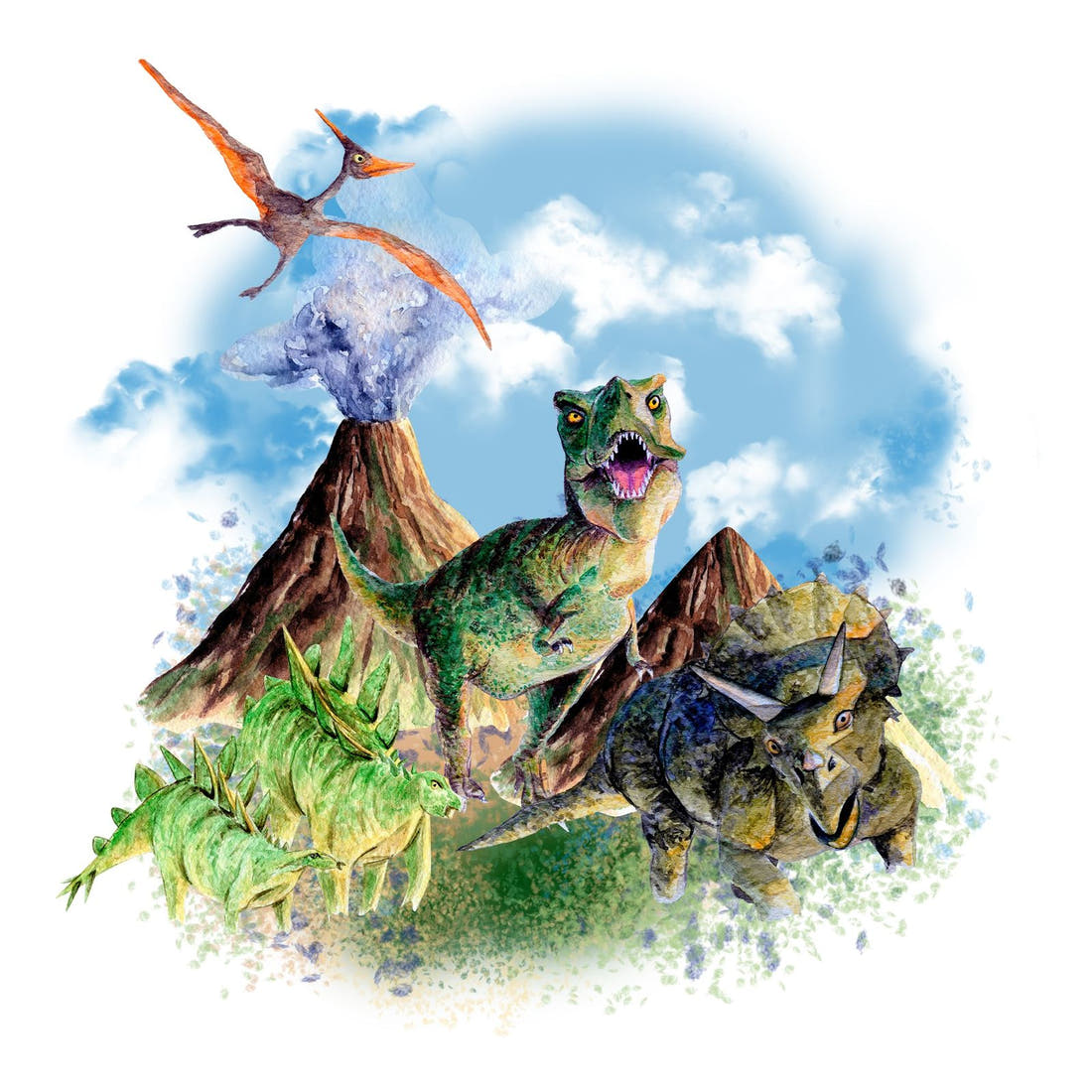Design 1161 Dinosaur Panel – full artwork close-up of the printed picture | Fabric by Missy Rose