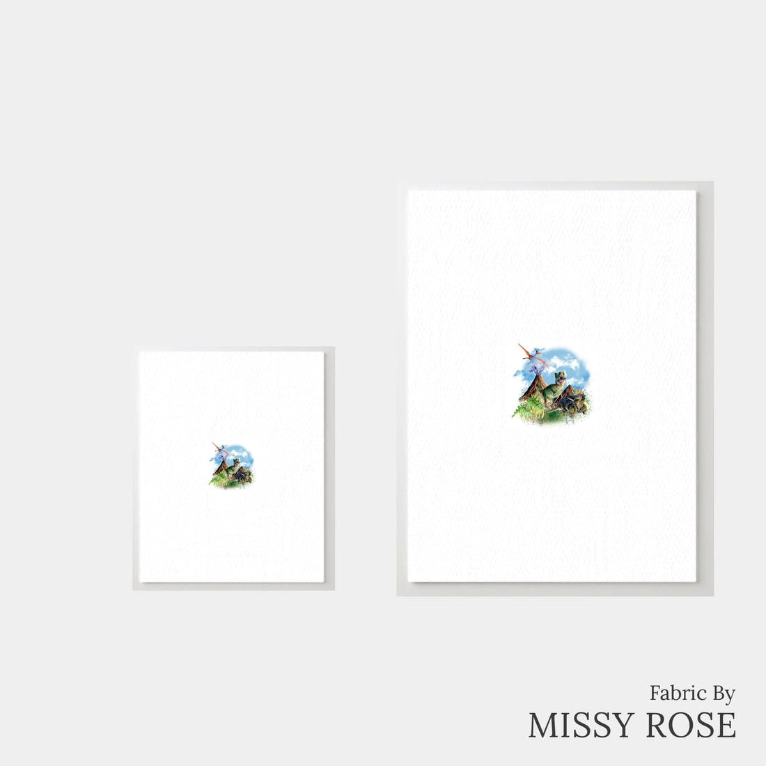 Design 1161 Dinosaur Panel – universal and adult panel sizes side by side | Fabric by Missy Rose