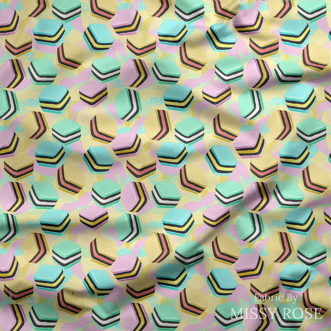 Design 1162 Licorice Fabric draped fabric mockup – custom printed fabric by the metre | Fabric by Missy Rose