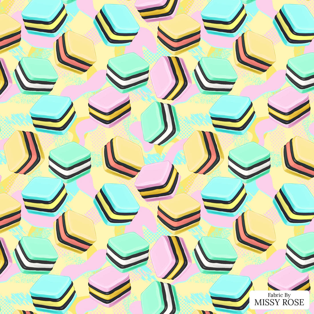 Design 1162 Licorice Fabric – flat view of the print, zoom in for detail | Fabric by Missy Rose