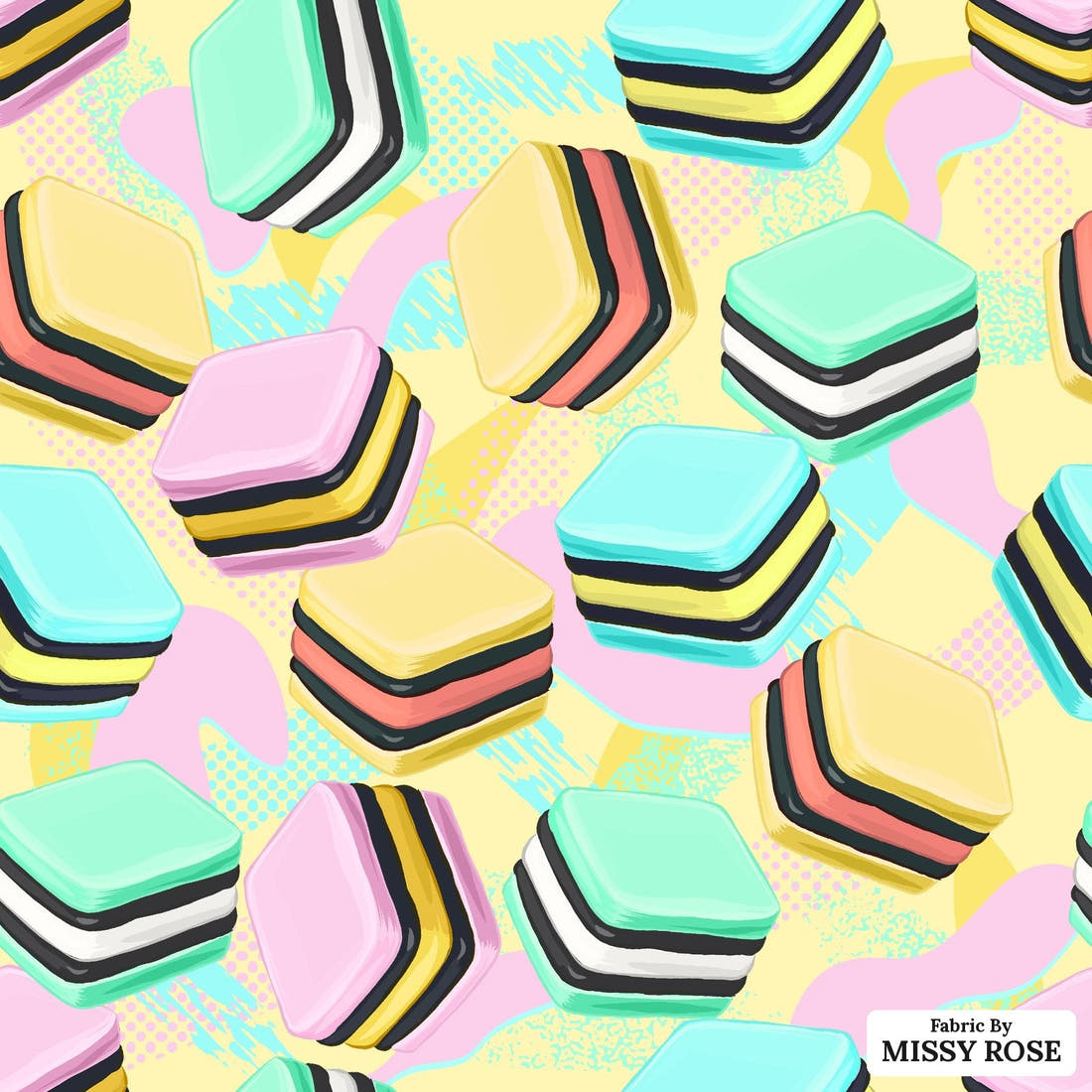 Design 1162 Licorice Fabric – flat view of the print, zoom in for detail | Fabric by Missy Rose