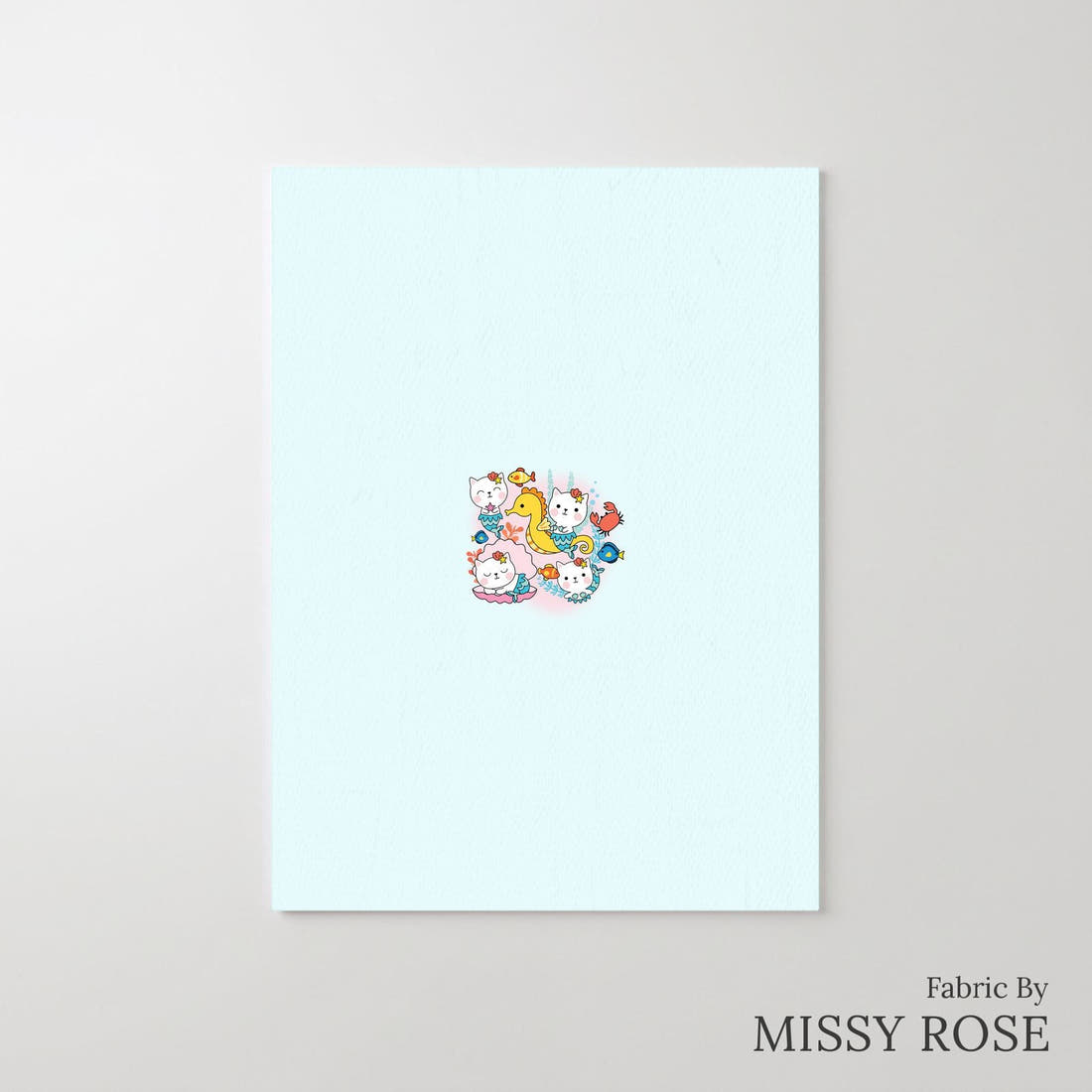 Design 1163 Cute Mermaid Panel – printed fabric panel with centred picture, custom printed to order | Fabric by Missy Rose